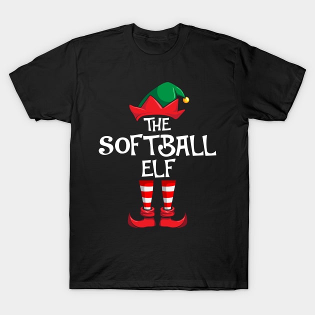 Softball Elf Matching Family Christmas Sporty T-Shirt by hazlleylyavlda